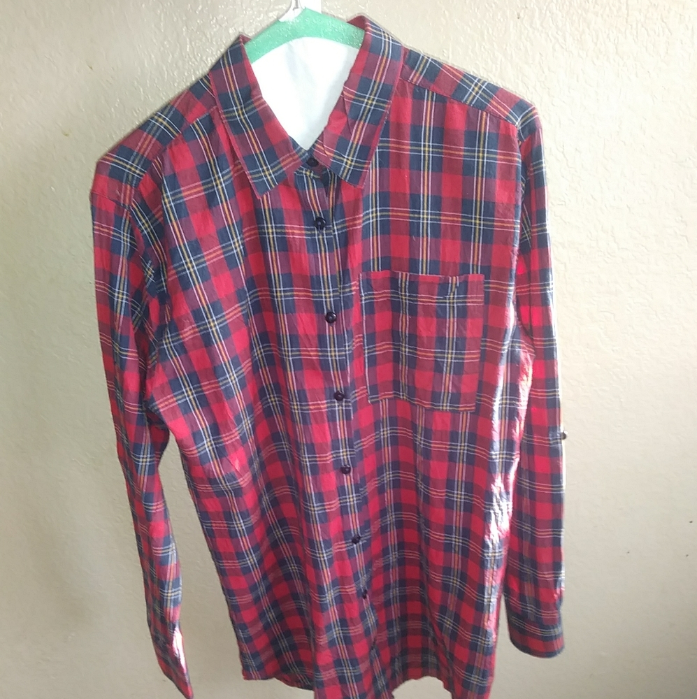 Nice red and blue plaid dress shirt